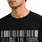 VA Oversized Black Made IN 1995  T-Shirt – Premium 240 GSM Cotton Drop Shoulder Fit
