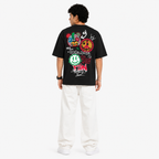 VA Oversized fun project Black T-Shirt – Premium 240 GSM Cotton Drop Shoulder Fit