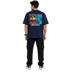 VA Oversized Anime navy blue T-Shirt – Premium 240 GSM Cotton Drop Shoulder Fit