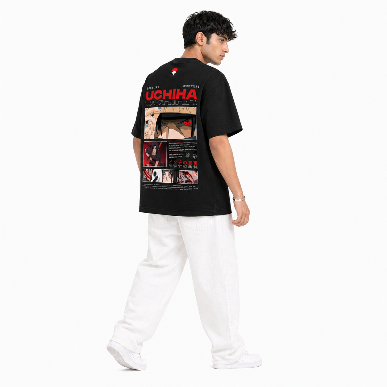 VA Oversized Black uchiha T-Shirt – Premium 240 GSM Cotton Drop Shoulder Fit