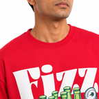 VA Oversized Fizz Red T-Shirt – Premium 240 GSM Cotton Drop Shoulder Fit