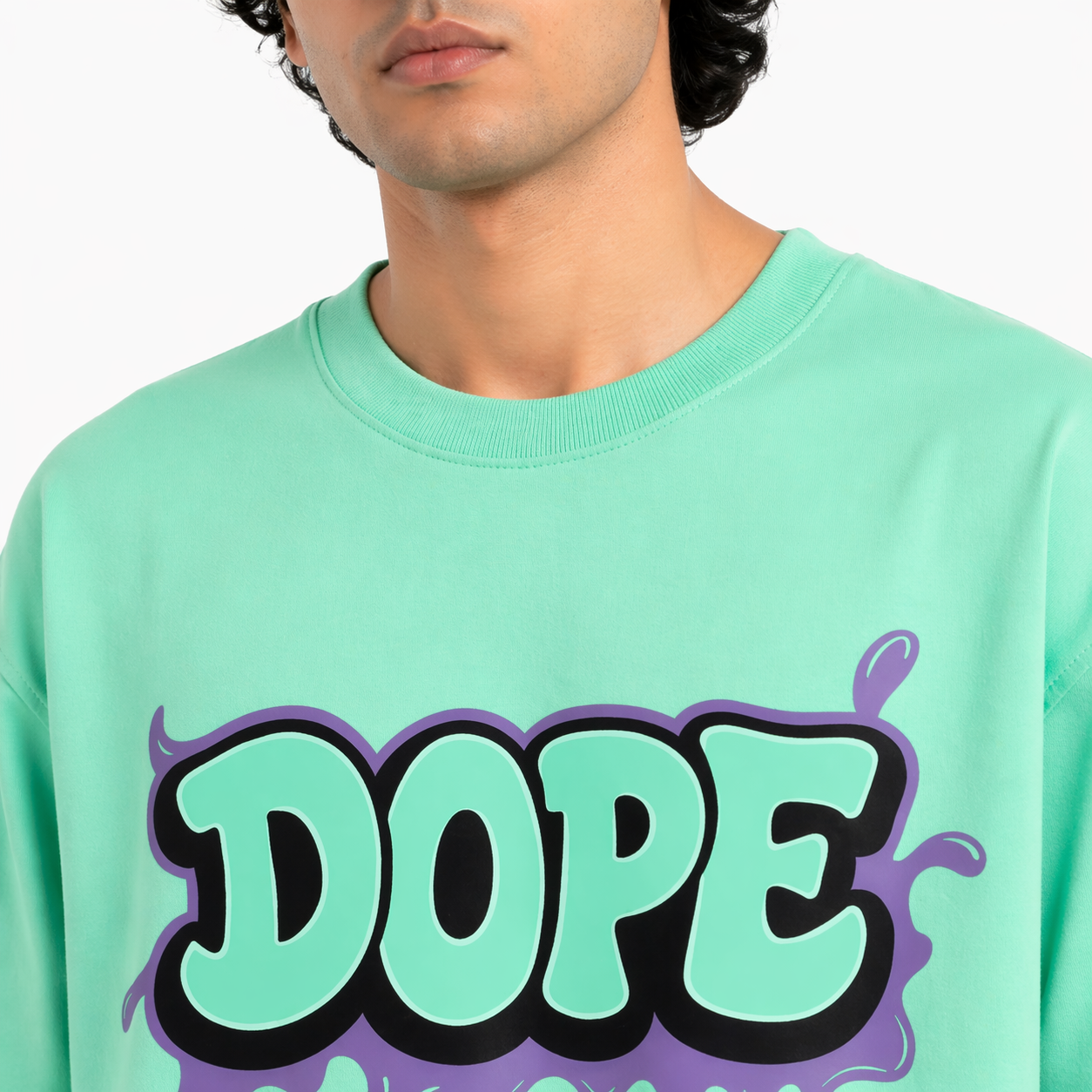 VA Oversized Mint Green Designer T-Shirt – Premium 240 GSM Cotton Drop Shoulder Fit