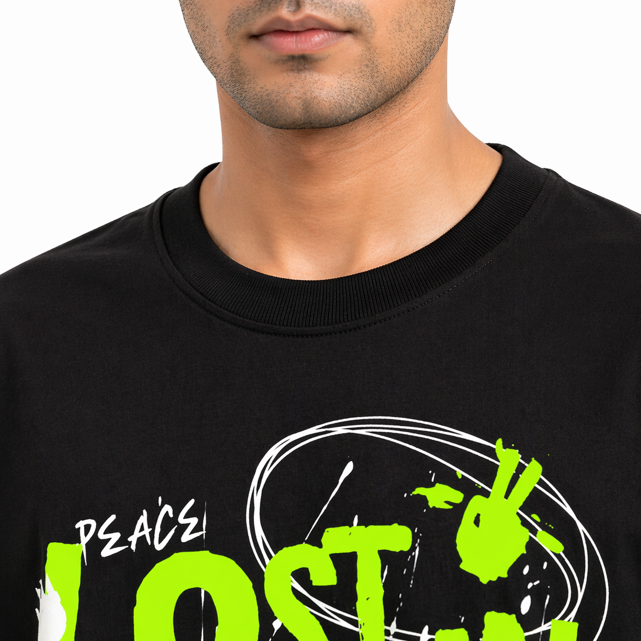 VA Oversized Black- Lost In Reality T-Shirt – Premium 240 GSM Cotton Drop Shoulder Fit