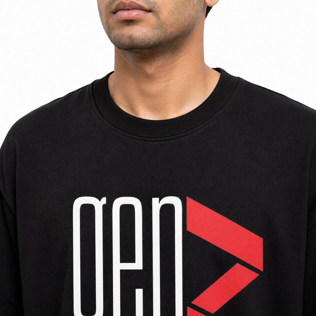 VA Oversized Black  GenZ T-Shirt – Premium 240 GSM Cotton Drop Shoulder Fit