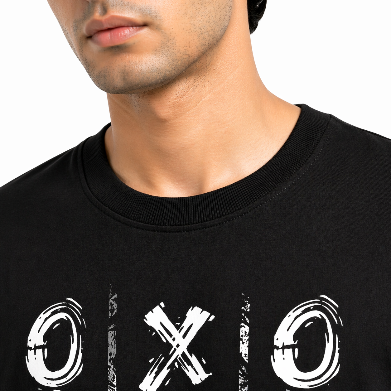 VA Oversized Black XO Brand T-Shirt – Premium 240 GSM Cotton Drop Shoulder Fit