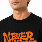 VA Oversized Never Backward Black T-Shirt – Premium 240 GSM Cotton Drop Shoulder Fit