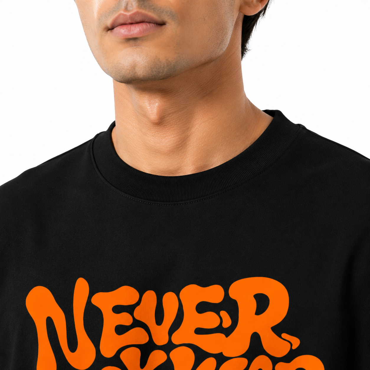 VA Oversized Never Backward Black T-Shirt – Premium 240 GSM Cotton Drop Shoulder Fit