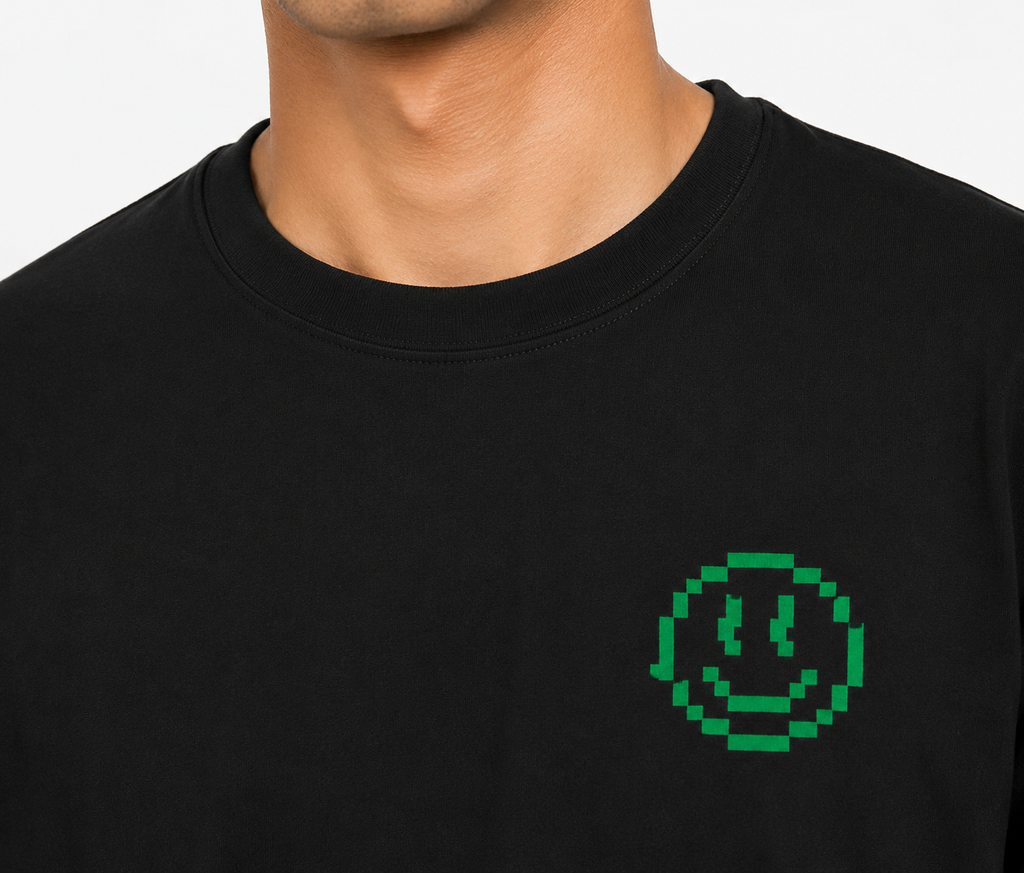 VA Oversized fun project Black T-Shirt – Premium 240 GSM Cotton Drop Shoulder Fit