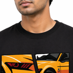 VA Oversized Black Ford Mustang T-Shirt – Premium 240 GSM Cotton Drop Shoulder Fit