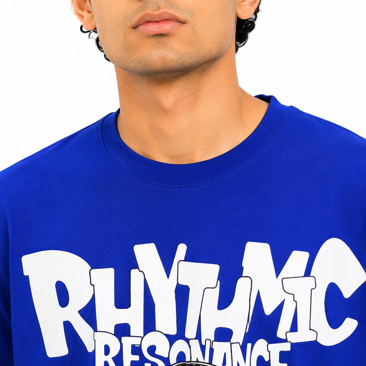 VA Oversized Dark blue rhythmic T-Shirt – Premium 240 GSM Cotton Drop Shoulder Fit