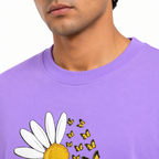 VA Oversized lavender flower T-Shirt – Premium 240 GSM Cotton Drop Shoulder Fit