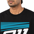 VA Oversized Black 911 GT3 Racing T-Shirt – Premium 240 GSM Cotton Drop Shoulder Fit