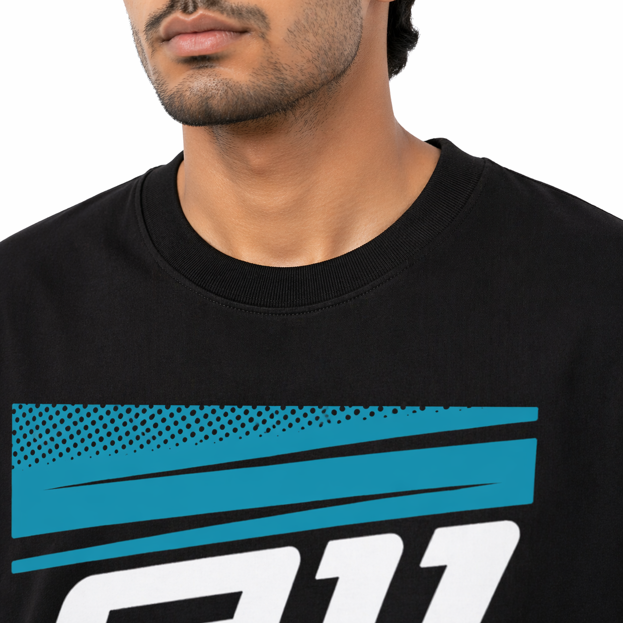 VA Oversized Black 911 GT3 Racing T-Shirt – Premium 240 GSM Cotton Drop Shoulder Fit
