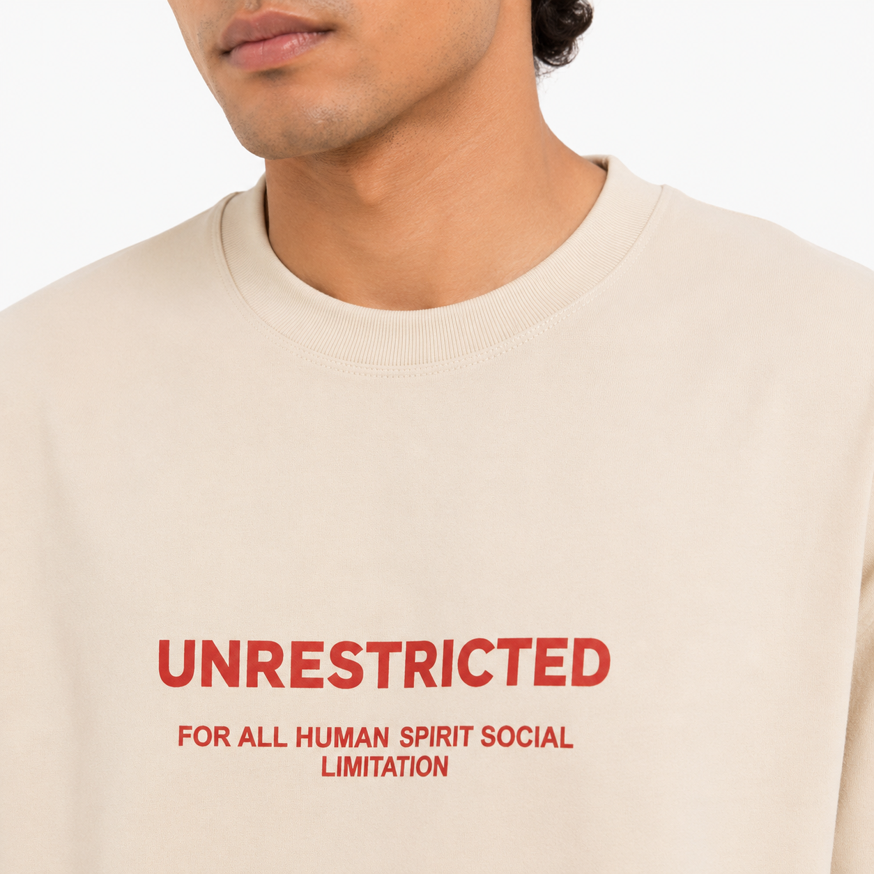 VA Oversized Unrestricted Beige T-Shirt – Premium 240 GSM Cotton Drop Shoulder Fit