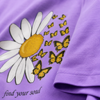 VA Oversized lavender flower T-Shirt – Premium 240 GSM Cotton Drop Shoulder Fit