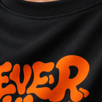 VA Oversized Never Backward Black T-Shirt – Premium 240 GSM Cotton Drop Shoulder Fit