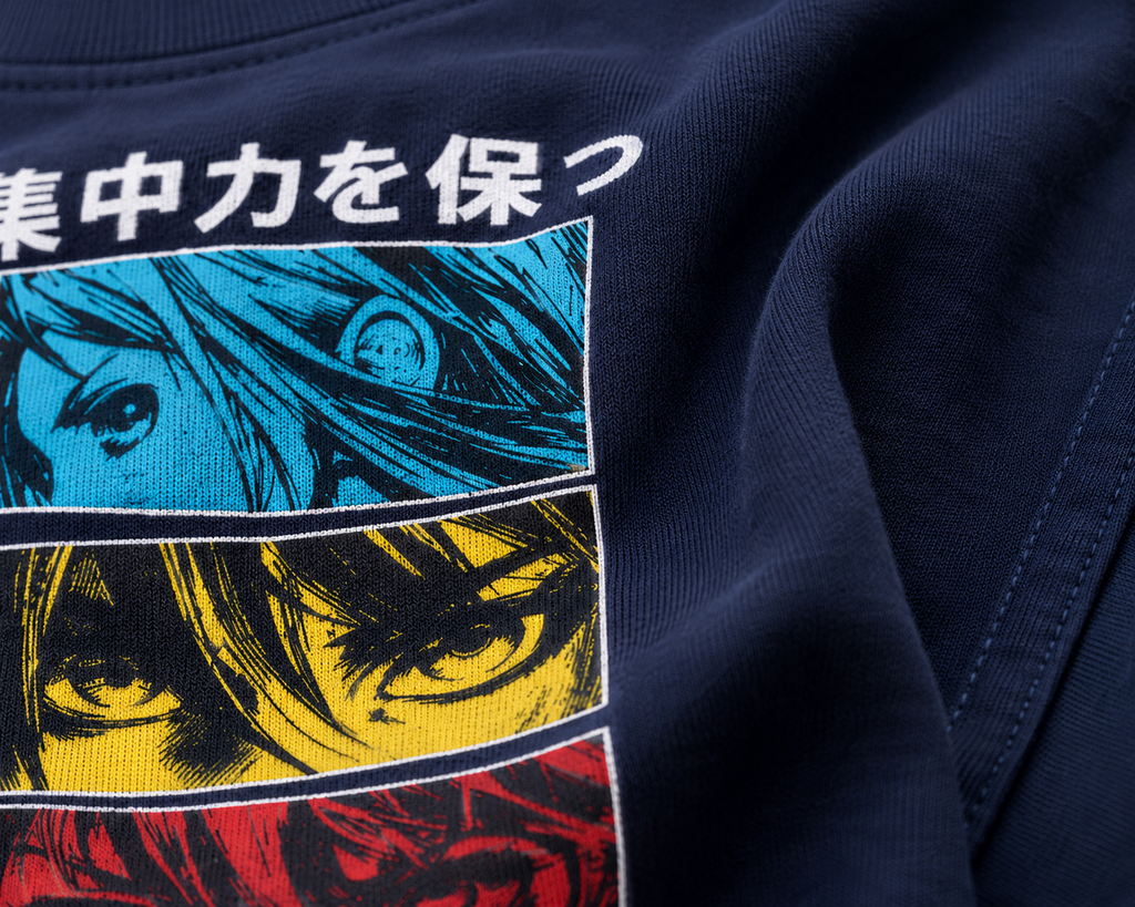 VA Oversized Anime navy blue T-Shirt – Premium 240 GSM Cotton Drop Shoulder Fit