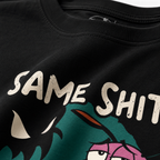 VA Oversized Same shit Black T-Shirt – Premium 240 GSM Cotton Drop Shoulder Fit