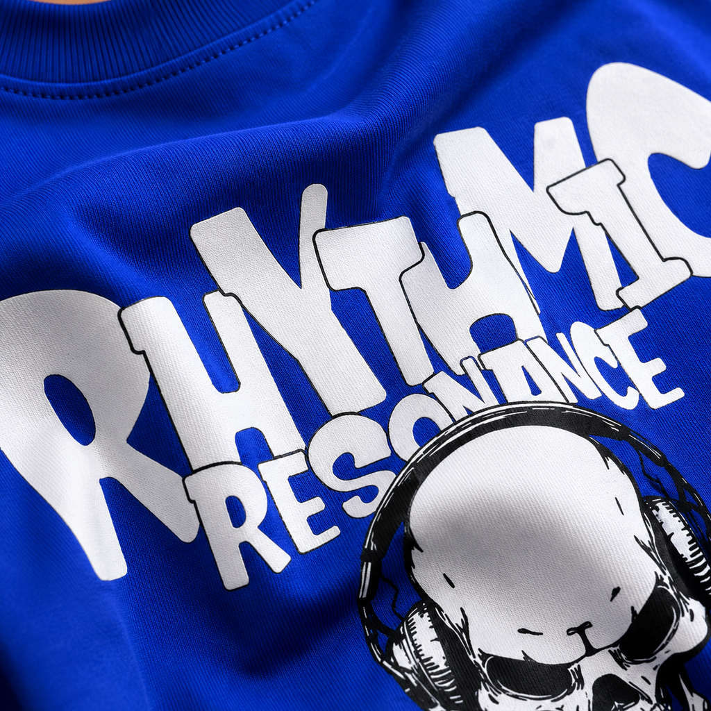 VA Oversized Dark blue rhythmic T-Shirt – Premium 240 GSM Cotton Drop Shoulder Fit