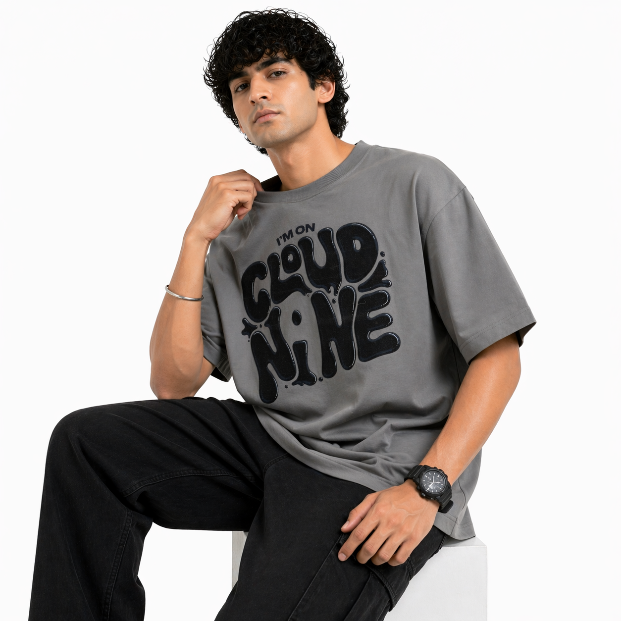 VA Oversized Cloud Nine  T-Shirt – Premium 240 GSM Cotton Drop Shoulder Fit