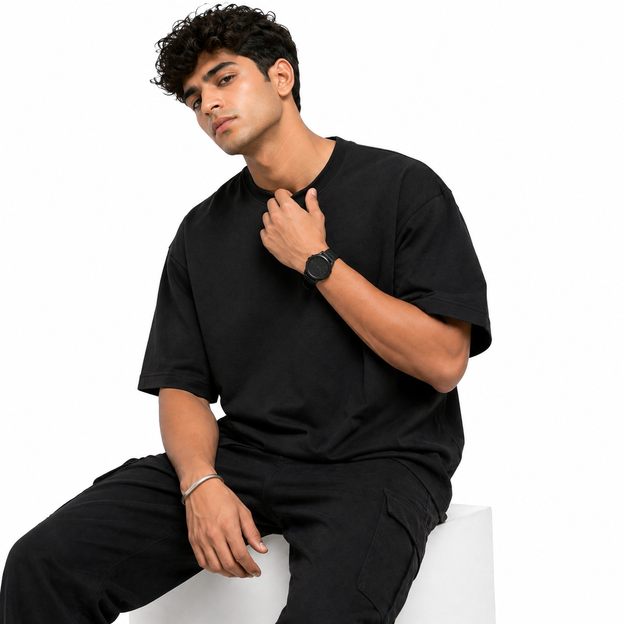 Men’s Oversized T-Shirt 240 GSM | Premium Heavyweight Cotton | Drop Shoulder Blank Tee | Streetwear Fit | The V Apparel