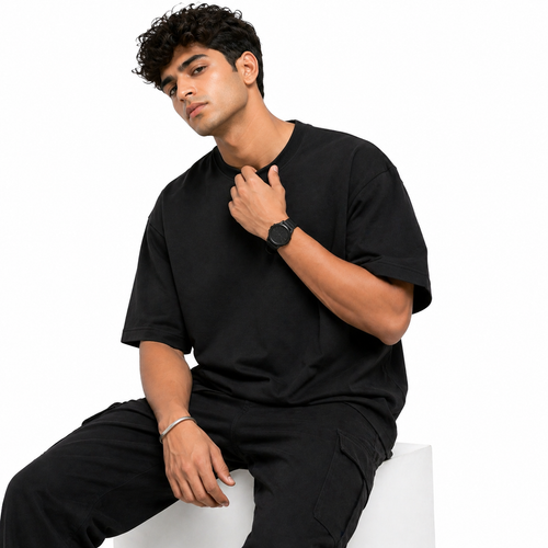 Men’s Oversized T-Shirt 240 GSM | Premium Heavyweight Cotton | Drop Shoulder Blank Tee | Streetwear Fit | The V Apparel