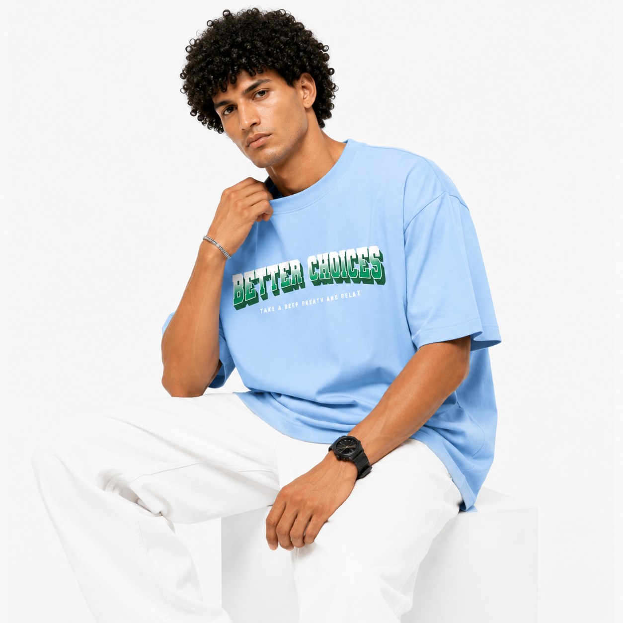 VA Oversized Better choice blue T-Shirt – Premium 240 GSM Cotton Drop Shoulder Fit