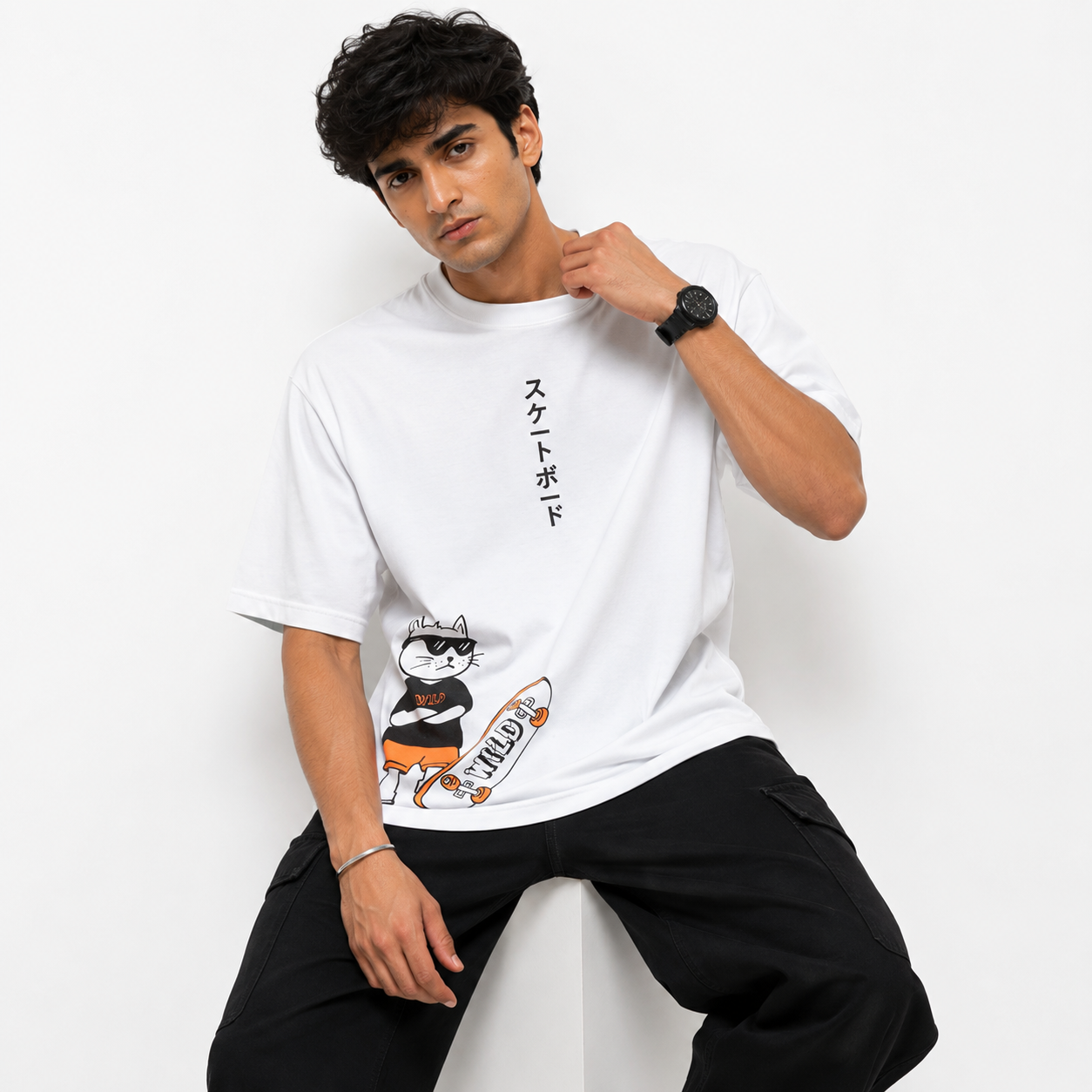 VA Oversized wild cat T-Shirt – Premium 240 GSM Cotton Drop Shoulder Fit