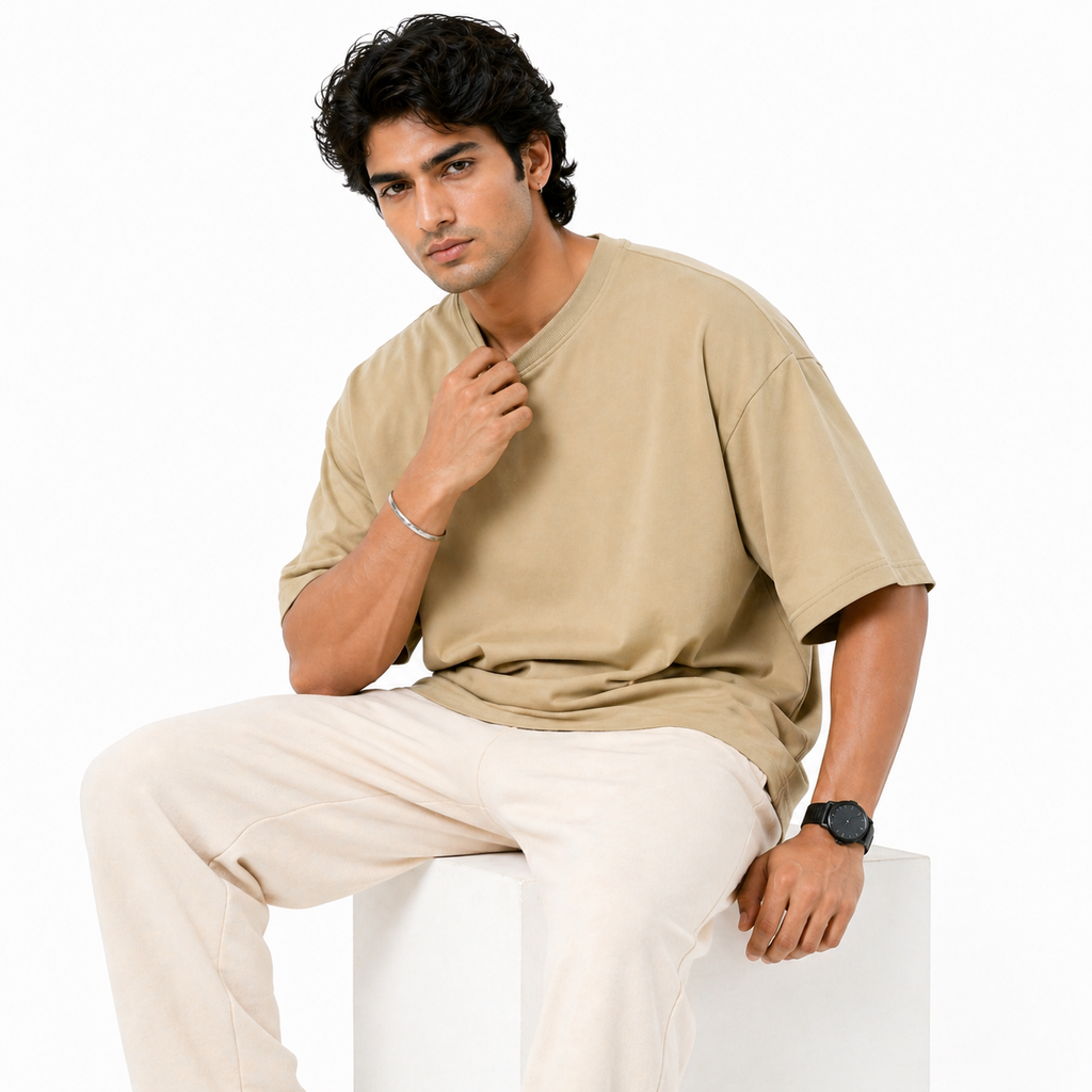 Men’s Oversized T-Shirt 240 GSM | Premium Heavyweight Cotton | Drop Shoulder Blank Tee | Streetwear Fit | The V Apparel