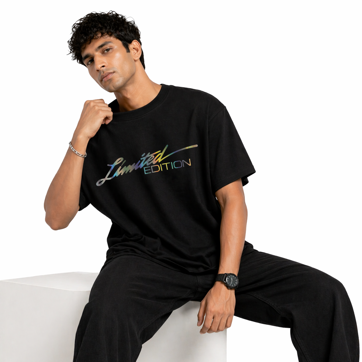 VA Oversized Black Limited Edition T-Shirt – Premium 240 GSM Cotton Drop Shoulder Fit