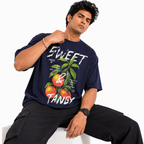 VA Oversized sweet and tangy Black T-Shirt – Premium 240 GSM Cotton Drop Shoulder Fit
