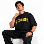 VA Oversized Exhausted Black T-Shirt – Premium 240 GSM Cotton Drop Shoulder Fit