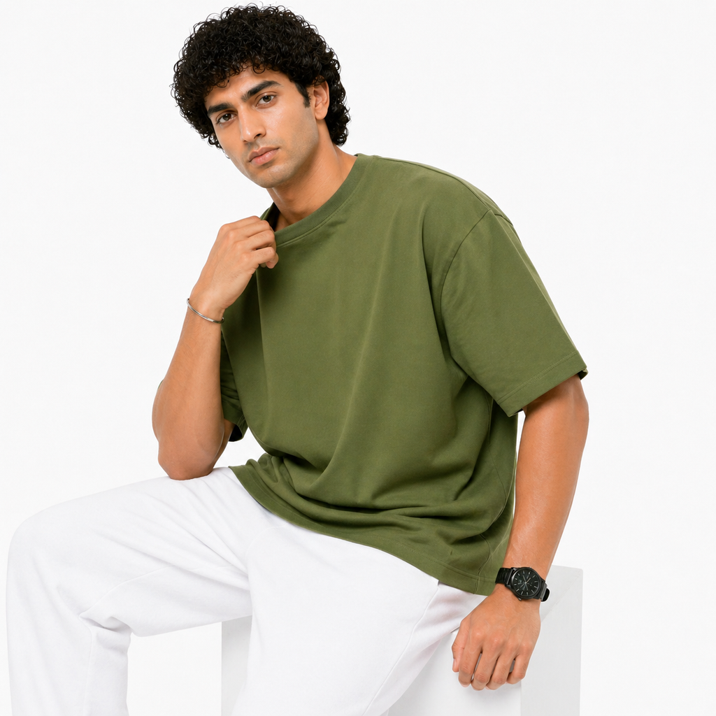 Men’s Oversized T-Shirt 240 GSM | Premium Heavyweight Cotton | Drop Shoulder Blank Tee | Streetwear Fit | The V Apparel