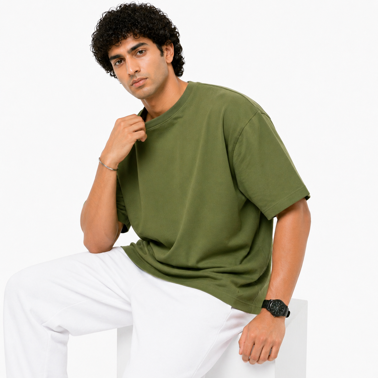 Men’s Oversized T-Shirt 240 GSM | Premium Heavyweight Cotton | Drop Shoulder Blank Tee | Streetwear Fit | The V Apparel