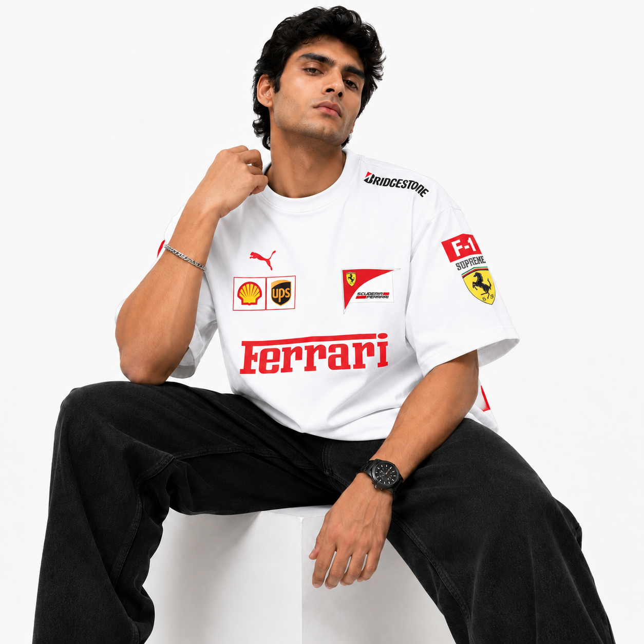 VA Ferrari White Edition Oversized Tee