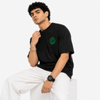 VA Oversized fun project Black T-Shirt – Premium 240 GSM Cotton Drop Shoulder Fit