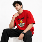 VA Oversized Red Current Mood T-Shirt – Premium 240 GSM Cotton Drop Shoulder Fit