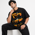 VA Oversized Black Ford Mustang T-Shirt – Premium 240 GSM Cotton Drop Shoulder Fit