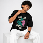 VA Oversized Same shit Black T-Shirt – Premium 240 GSM Cotton Drop Shoulder Fit
