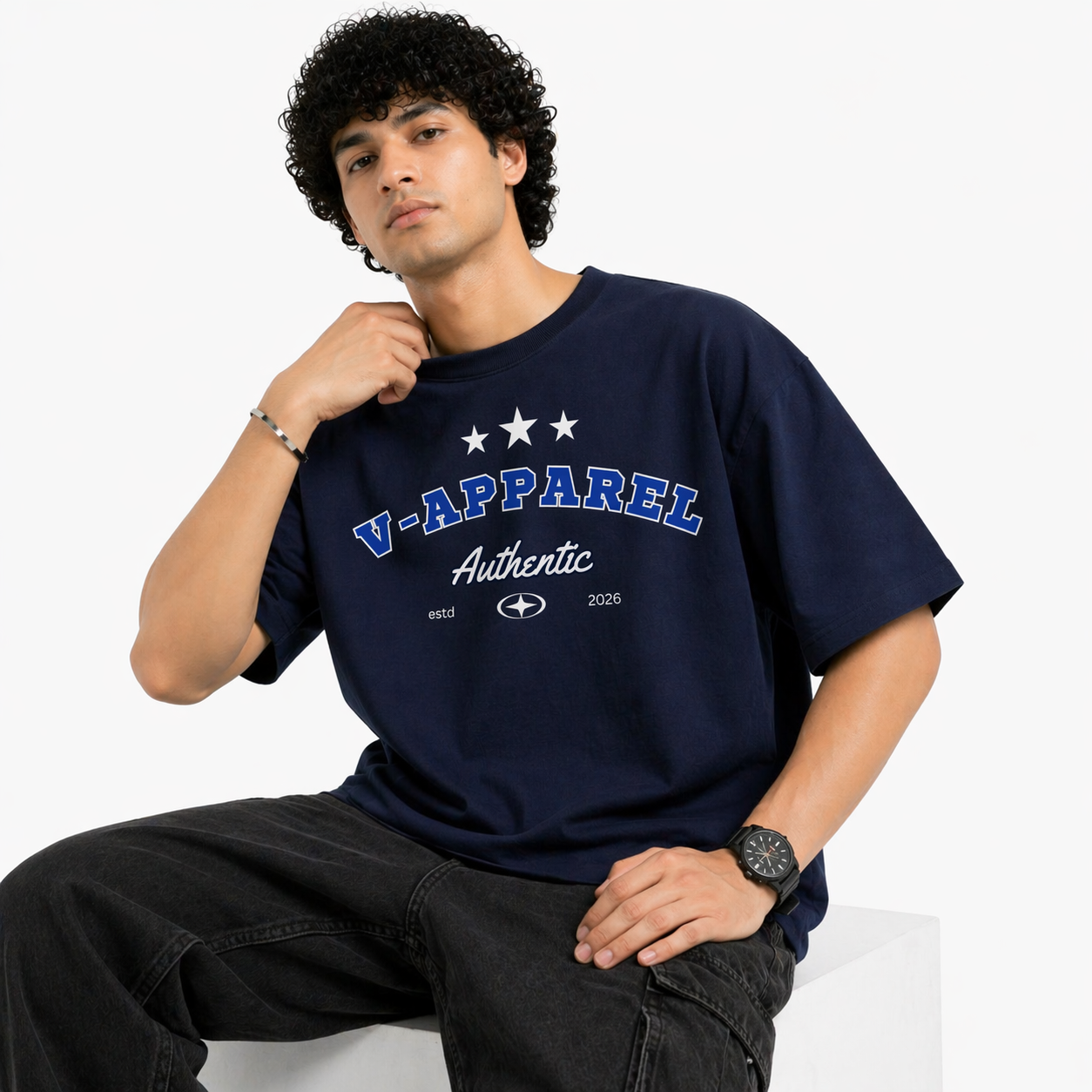 VA Oversized V-Apparel T-Shirt – Premium 240 GSM Cotton Drop Shoulder Fit