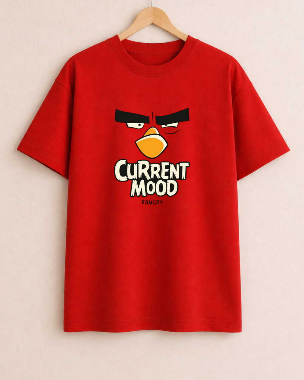 VA Oversized Red Current Mood T-Shirt – Premium 240 GSM Cotton Drop Shoulder Fit