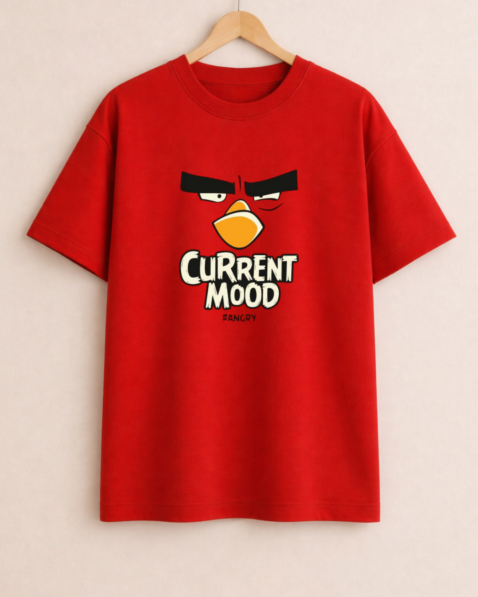 VA Oversized Red Current Mood T-Shirt – Premium 240 GSM Cotton Drop Shoulder Fit