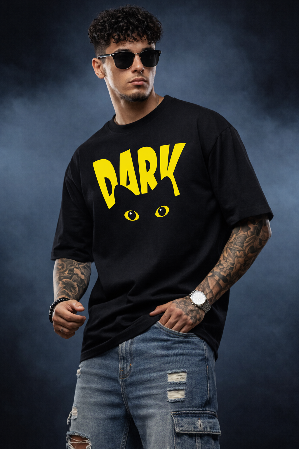 DARK Oversized Fit Printed T-Shirt