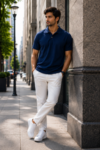 VA Premium 250 GSM Airtex Navy Blue Polo T-Shirt – Breathable High-Quality Polo