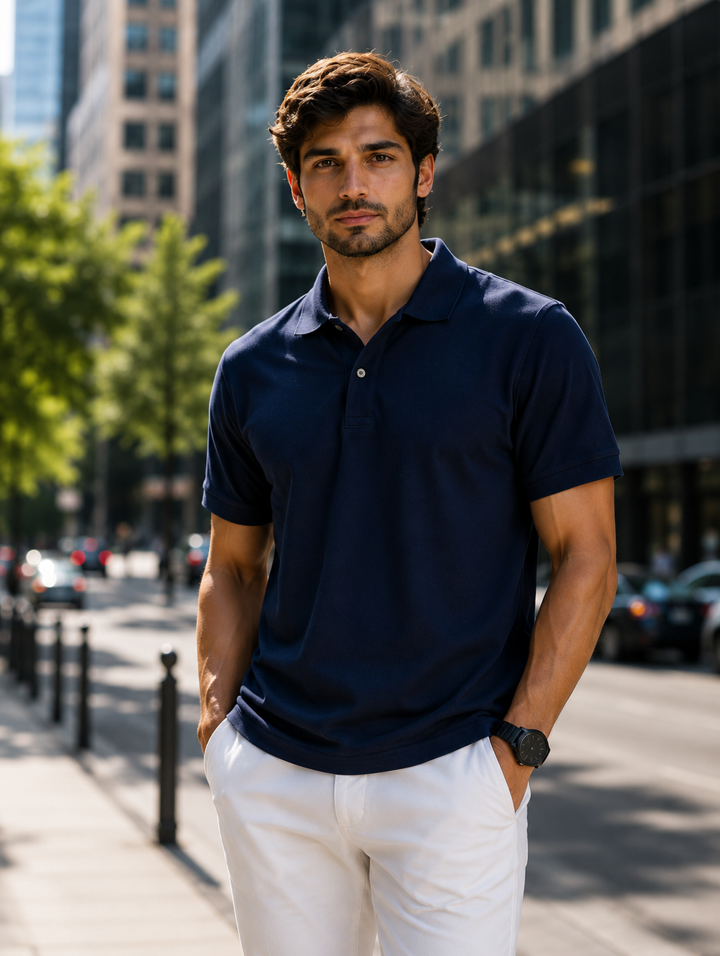 VA Premium 250 GSM Airtex Navy Blue Polo T-Shirt – Breathable High-Quality Polo